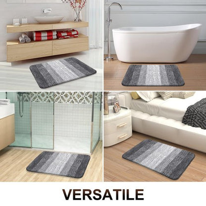 OLANLY Bathroom Rug Set 2 Piece, Soft Absorbent Microfiber Bath Rug Set, Non-Slip, Machine Wash Dry, Plush Shaggy Bath Mats for Bathroom (30"x20"+24"x16", Grey)