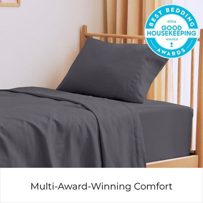 Mellanni Twin XL Sheets Set - 3 PC Iconic Collection Bedding - Hotel Luxury, Extra Soft, Cooling Bed Sheets - Wrinkle, Fade, Stain Resistant (Twin Extra Long, Charcoal)