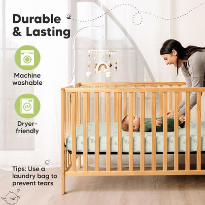 KeaBabies Fitted Crib Sheets - Soft Bamboo Viscose Cotton, 52x28, Gender Neutral, Breathable & Durable (2-Pack)