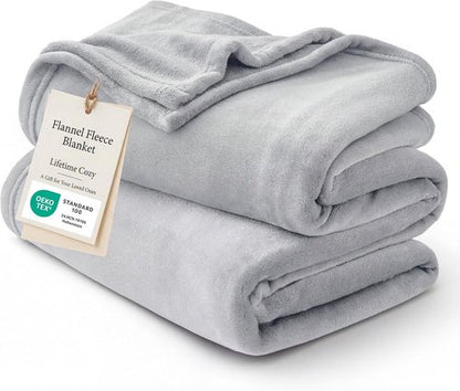 Bedsure GentleSoft Fleece Blanket - Lightweight Plush Cozy Twin Size Light Grey, 60x80 Inches