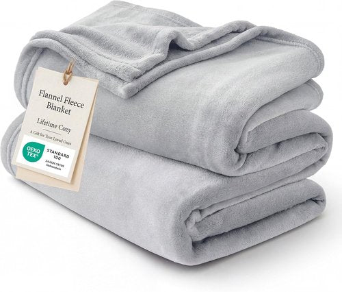 Bedsure GentleSoft Fleece Blanket - King Size Light Grey Plush Microfiber, Cozy & Lightweight, 108x90 Inches