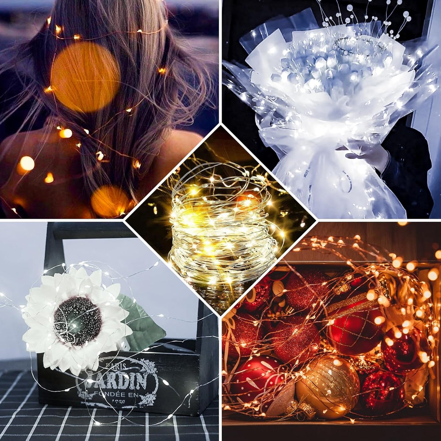 Skiennix 20 LED Fairy String Lights - 7Ft Waterproof Twinkle Lights for Weddings & Parties | Warm White & White