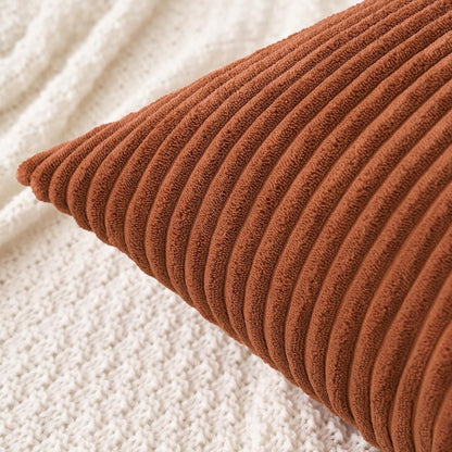 MIULEE Decorative Corduroy Throw Pillow Covers - Soft Solid Cushion Cases for Sofa | 18 x 18 Inch Dark Rust