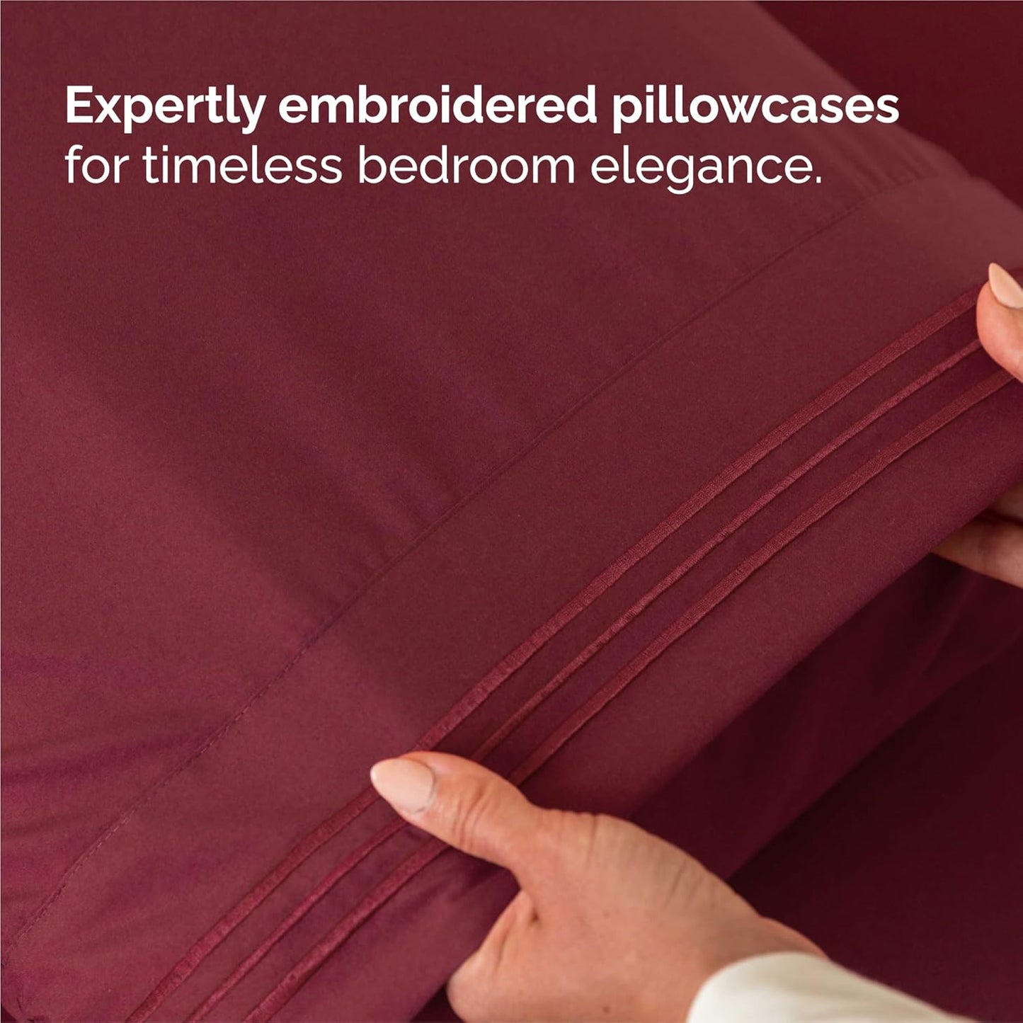 Split King Size 5-Piece Sheet Set | Comfy Breathable Cooling Bed Sheets - Luxury Hotel Quality - Deep Pockets, Soft, Wrinkle-Free - Oeko-Tex Certified - Burgundy
