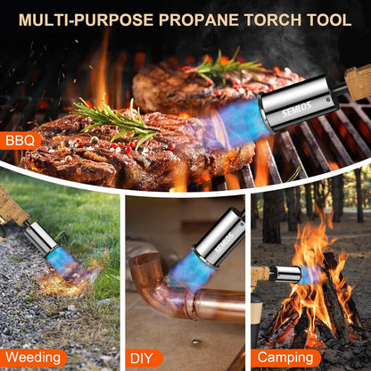 Semlos Propane Torch - Powerful Kitchen Torch for Searing Steak & BBQ - Charcoal Lighter & Campfire Starter