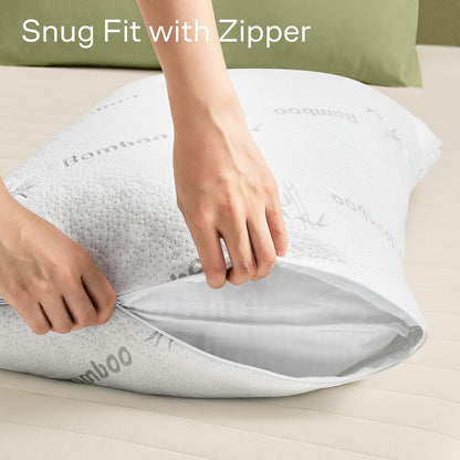 Niagara Sleep Solution Cloud-Like Pillow Protectors - Breathable Cooling Zipper Covers | Queen Size, 2-Pack (White)