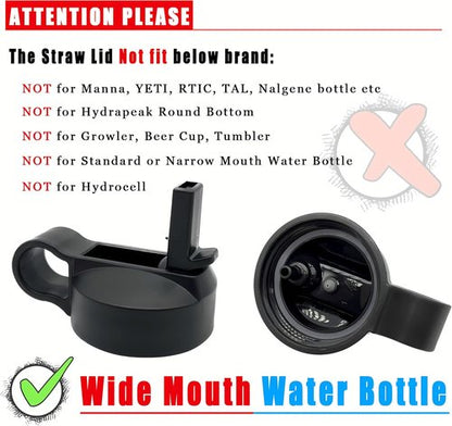 Hydro Flask Replacement Straw Lid - Durable Top Lid with Straw for 32/40/64 oz Wide Mouth Bottles