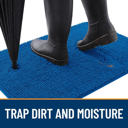 OLANLY Dog Door Mat - Absorbent Non-Slip Washable Doormat for Muddy Paws | 70x24 Deep Navy Blue