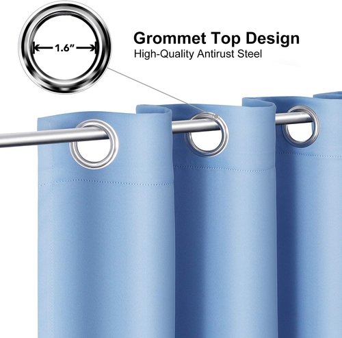 ChrisDowa Blackout Curtains - Room Darkening Thermal Insulated Grommet Panels | Sky Blue, 90 Inches Long (Set of 2)