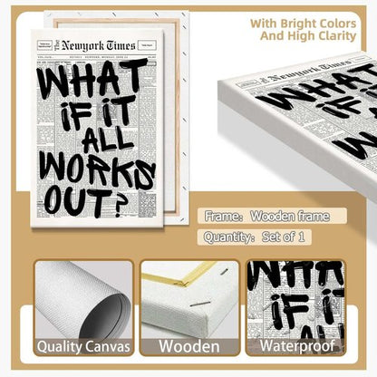 Drimiler Retro Black And White Newspaper Poster - Positive Affirming Quote Canvas Wall Art | 12x16in Framed Decor