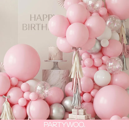 PartyWoo Baby Pink Balloons - 128-Piece Arch Kit with Various Sizes for Baby Showers & Parties