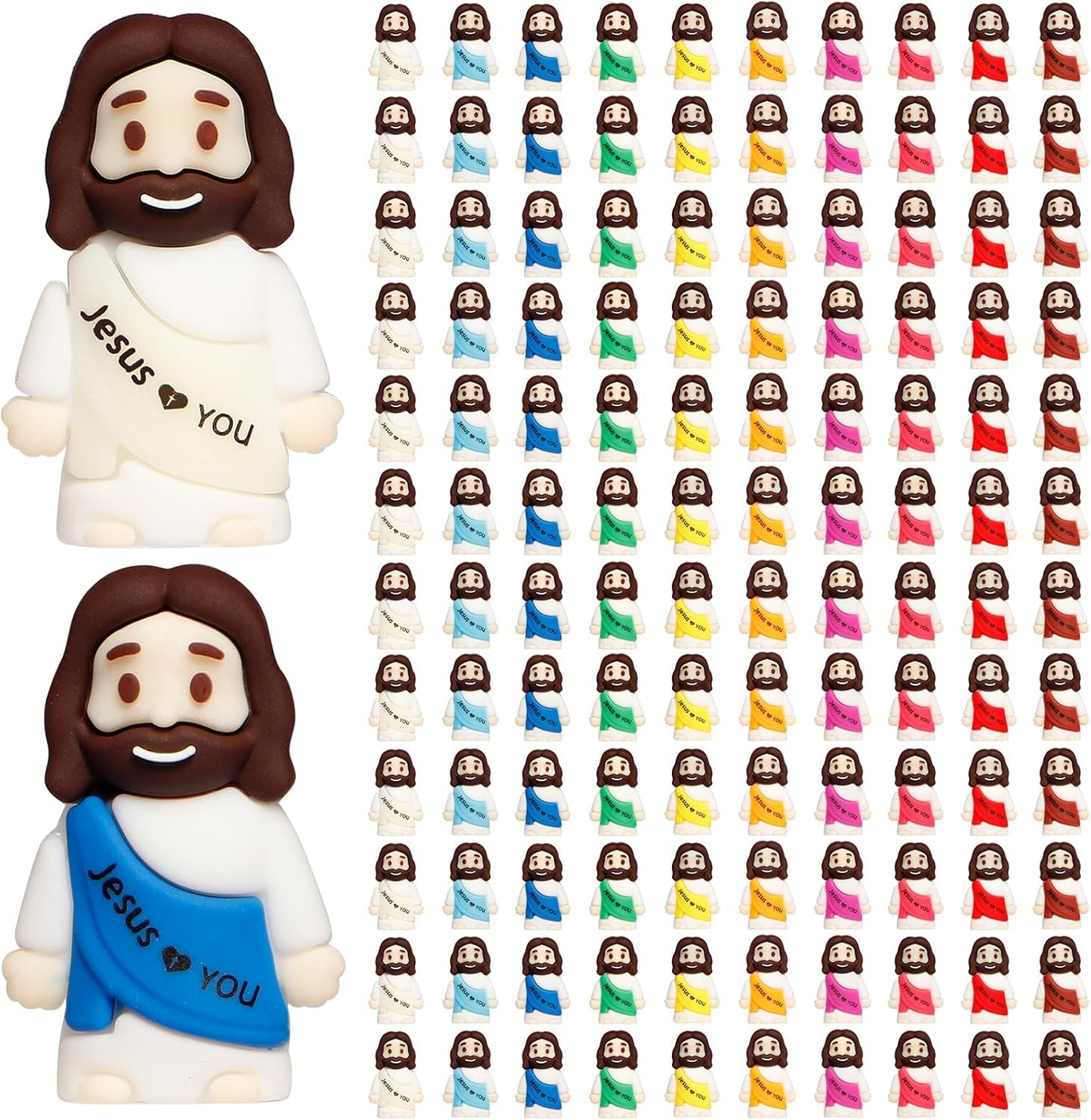 Skiennix 120PCS Mini Jesus Figurines - Colorful Tiny Religious Gifts for Easter Egg Stuffers