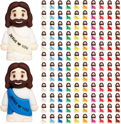 Skiennix 120PCS Mini Jesus Figurines - Colorful Tiny Religious Gifts for Easter Egg Stuffers