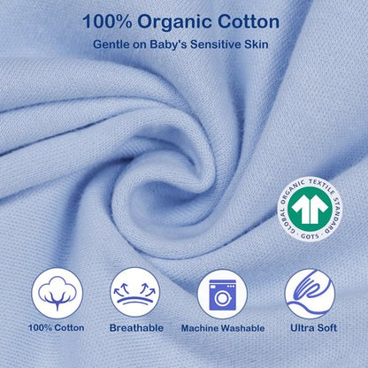 AugTwig Baby Sleep sack Swaddle 2 Pack,Swaddles 3-6 Months,3-Way Adjustable Wearable Transition Blanket 100% Organic Cotton,12-18 lbs,1.0 TOG(Blue&Grey)