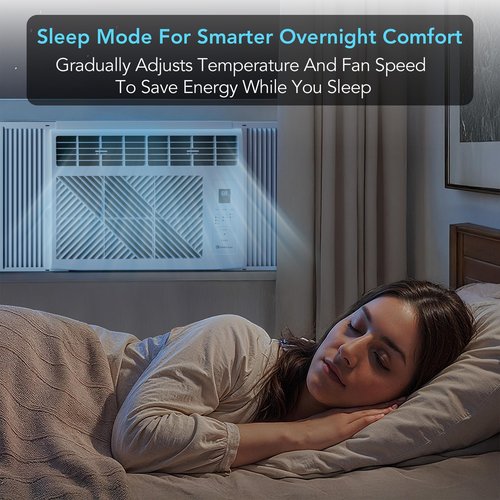 Comfort Zone Window Mounted Room Air Conditioner with Remote Control, 5,000 BTU, Digital Display, 4 Speed Settings, 4 Mode Settings, 24-Hour Timer, Sleep Setting, and Eco Mode