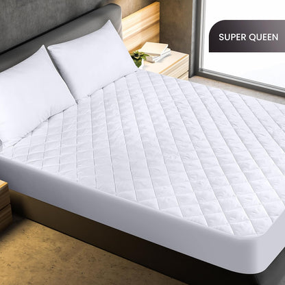 Utopia Bedding Quilted Fitted Mattress Pad - Super Queen Size | Deep Pocket Protector, Machine Washable (White)