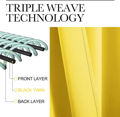 NICETOWN Bright Yellow Curtains - 102" Long, 55" Wide | Sound Reducing, Heat & Cold Blocking Panels for Modern Spaces