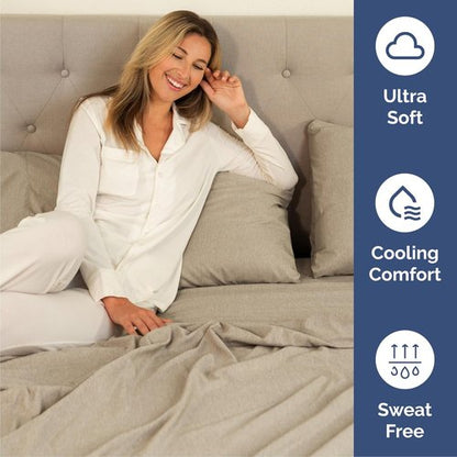 Cal King Size Sheet Set by Hotel Luxury | 4-Piece Comfy, Breathable & Cooling Bedding - Beige