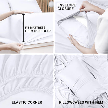 Utopia Bedding Twin Bed Sheets Set - Soft Brushed Microfiber - Fade & Shrinkage Resistant - White