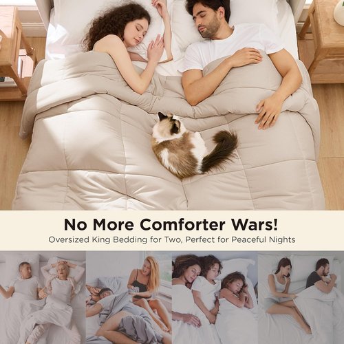 Bedsure Comforter Duvet Insert - Oversized King Size, All-Season GentleSoft Down Alternative, Beige 116 x 98 Inches