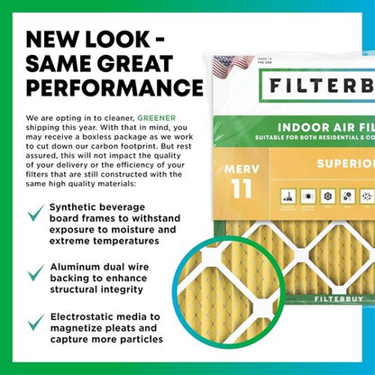 Filterbuy 18x24x1 Air Filter - MERV 11 Pet & Allergy Defense | 6-Pack Electrostatic Pleated HVAC Filters