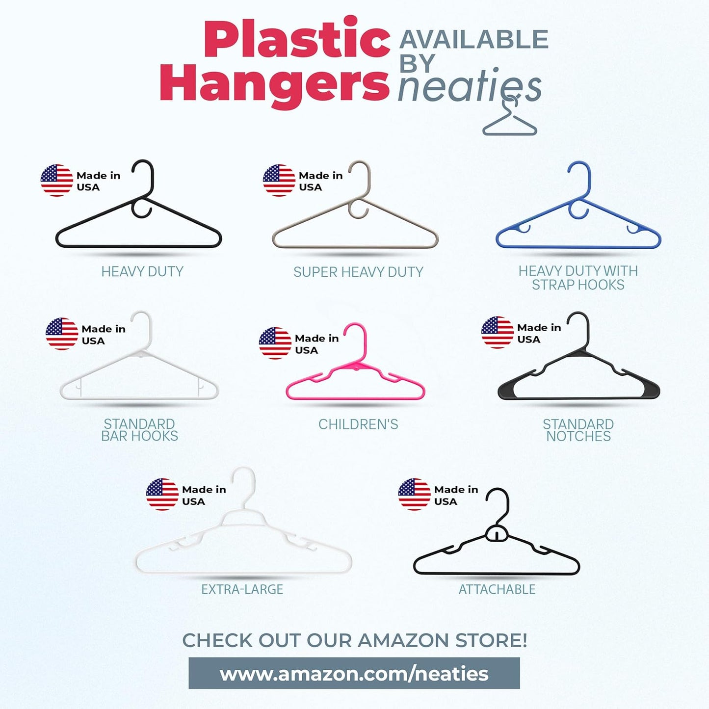 Neaties Super Heavy Duty Clothes Hangers - 10lb Capacity, Thick Plastic for Pants & Coats | 18 Pack - White