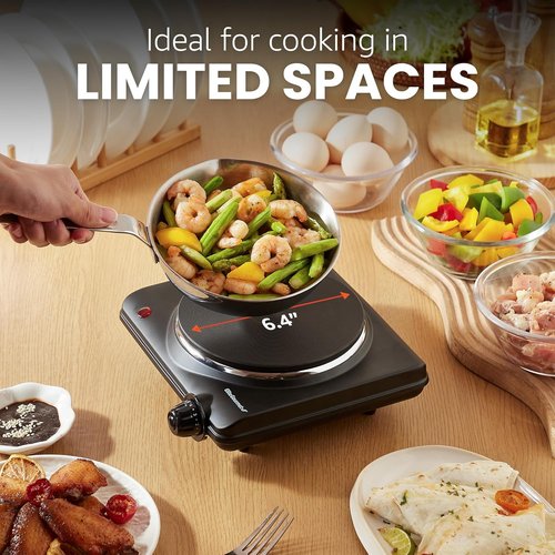 Elite Gourmet ESB-301BF Countertop Electric Hot Plate - 1000 Watts, Easy to Clean, Black | Pack of 4