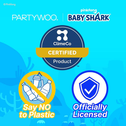 PartyWoo Baby Shark Blue Foil Number 3 Balloon - 5pcs 18-Inch Round Mylar Helium Birthday Decorations for Kids