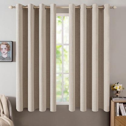 MIULEE Blackout Thermal Insulated Curtains - Linen Textured Taupe Drapes for Bedroom | 52 x 54 Inch (2 Panels)