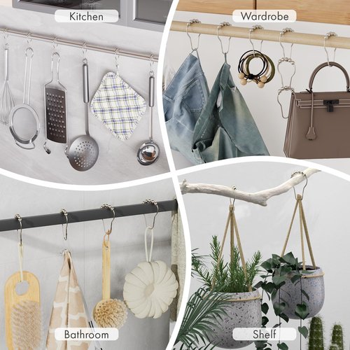 Amazer Decorative Shower Curtain Hooks, Shower Curtain Hooks Rust Proof Stainless Steel Shower Curtain Hooks, Shower Hooks for Shower Curtain Bathroom 12PCS, Matte Nickel