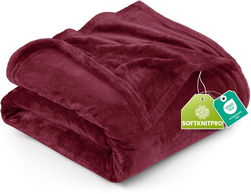 Utopia Bedding Fleece Blanket King Size Burgundy 300GSM Luxury Anti-Static Fuzzy Soft Microfiber Bed Blanket (90x102 Inch)