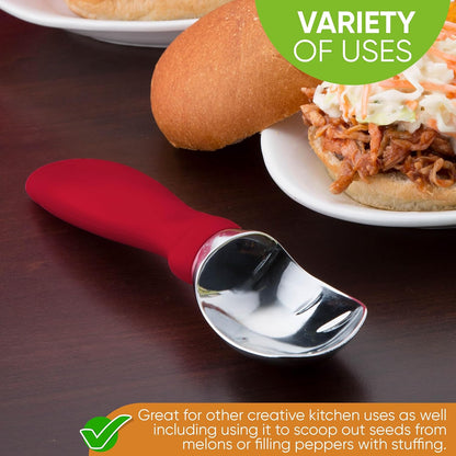 Spring Chef Heavy Duty Ice Cream Scoop - Non-Slip Handle for Gelato & Sorbet | Dishwasher Safe - 2 Pack