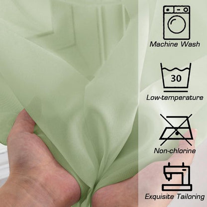 OWENIE Sheer Curtain 96 Inch Long 2 Panels Set, Light Filtering Clear Rod Pocket Soft Sheer Curtain 95 for Bedroom/Living Room, 2Pcs, Each 42" W x 96" L, Light Grey