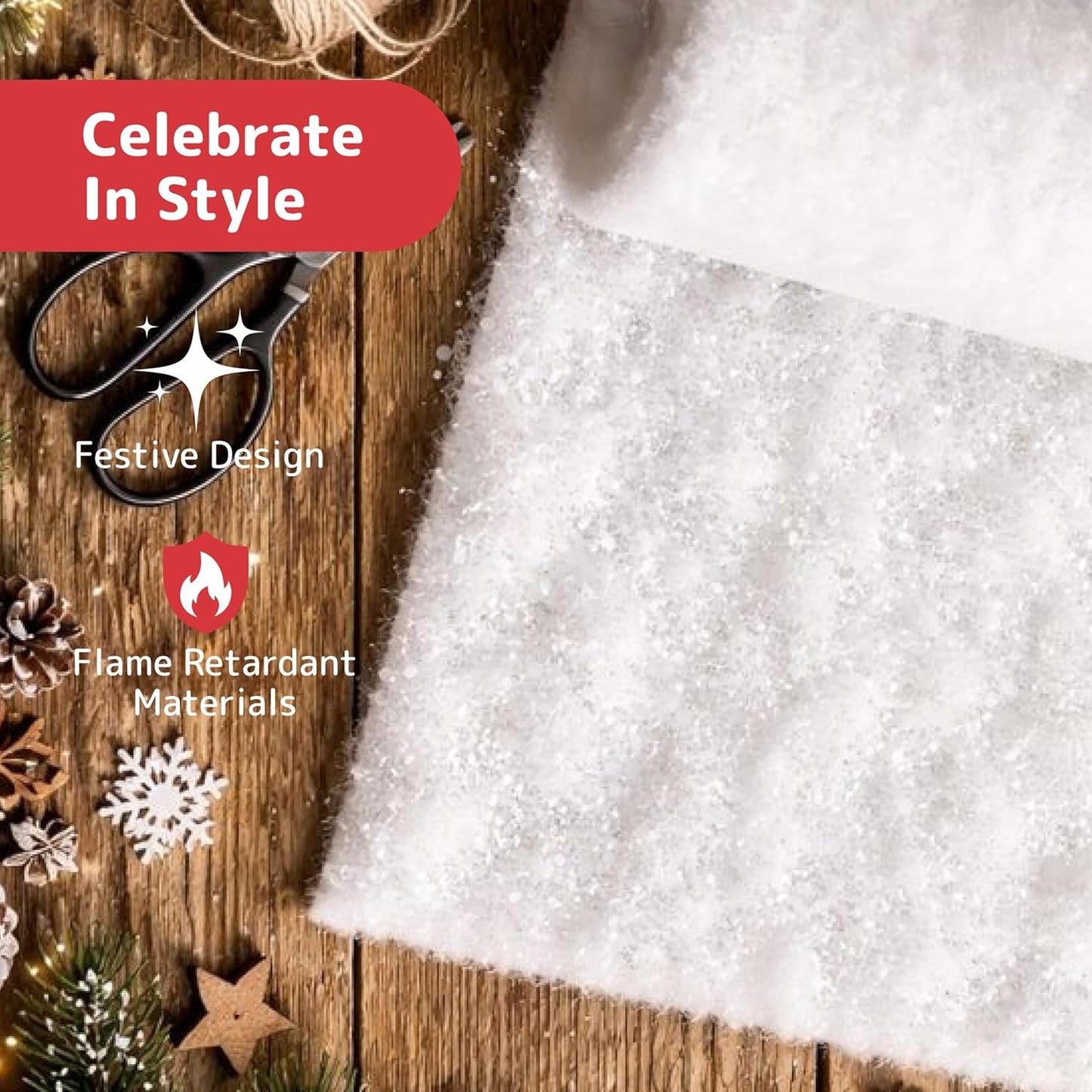 PREXTEX Artificial Snow Roll - Large Fluffy Blanket for Christmas Displays | 94"x31" Winter Wonderland Décor