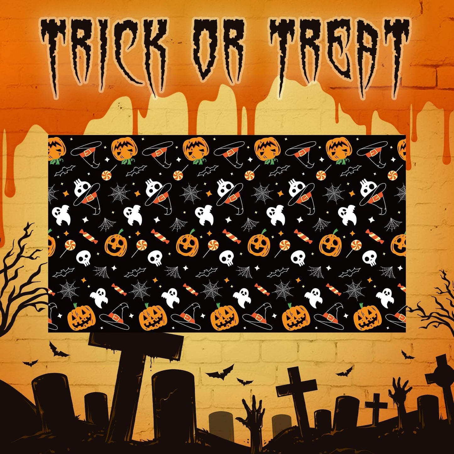 Skiennix Halloween Tablecloth - 6 Pack Rectangular Plastic Covers | 54" x 108" Spider Web Design