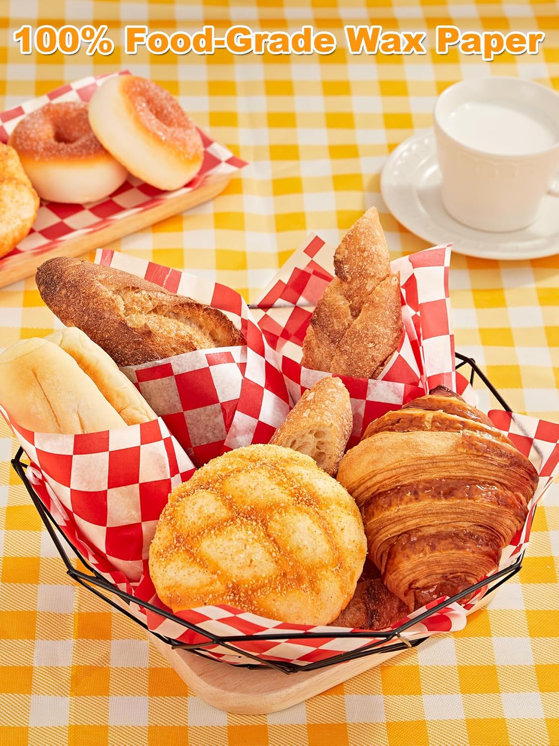 SMARTAKE 12 x 12 Inch Non-Stick Wax Paper - 250 Pcs Red Plaid Hamburger Patty & Sandwich Separators