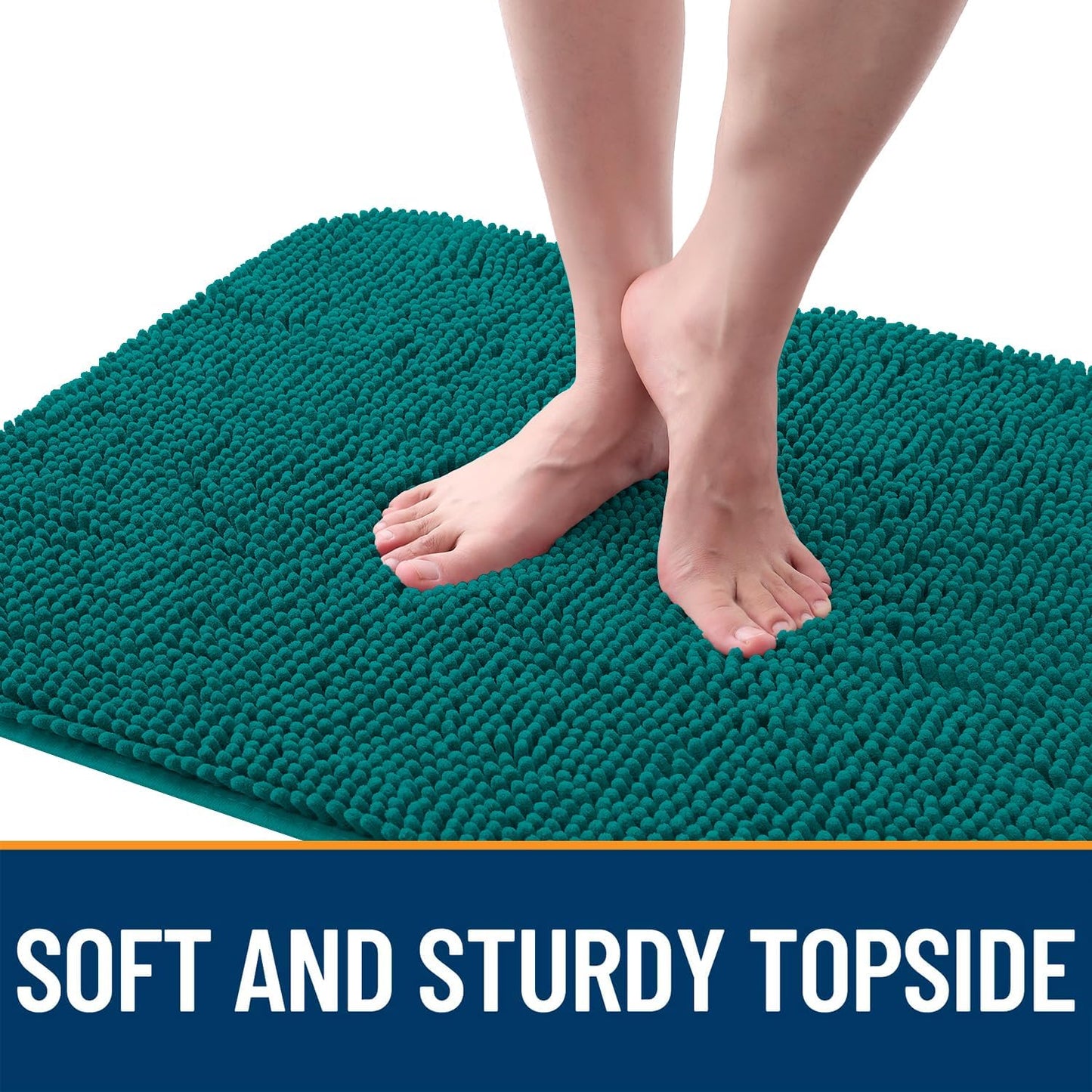 OLANLY Dog Door Mat - Absorbent Non-Slip Chenille for Muddy Paws | Quick Dry 30x20 Lake Blue Doormat