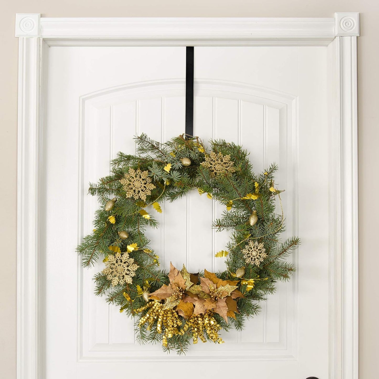 RN'D Over Door Wreath Hanger Hook - Thin Metal Holder for Seasonal Decor | Black, 12-Inch