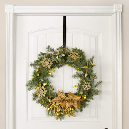 RN'D Over Door Wreath Hanger Hook - Thin Metal Holder for Seasonal Decor | Black, 12-Inch