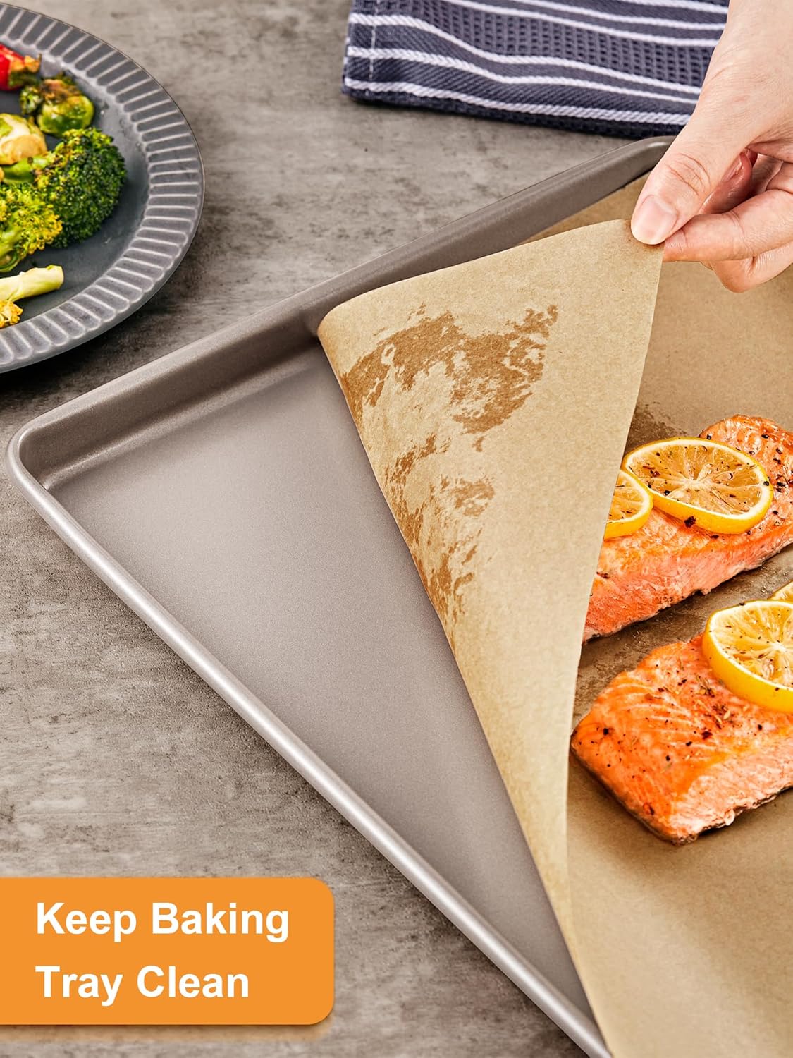 SMARTAKE Parchment Paper Sheets - 120 Pcs Pre-Cut, 13x18 Inch Non-Stick Baking Paper | Unbleached Natural Wood Pulp