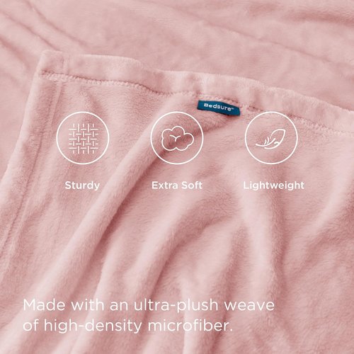 Bedsure GentleSoft Pink Fleece Blanket - Soft, Lightweight Plush Queen Size Microfiber, 90x90 Inches