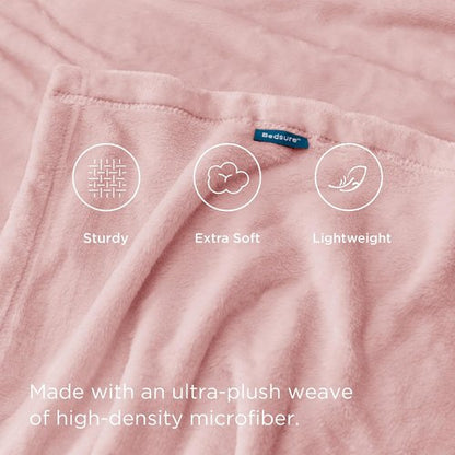 Bedsure GentleSoft Pink Fleece Blanket - Soft, Lightweight Plush Queen Size Microfiber, 90x90 Inches