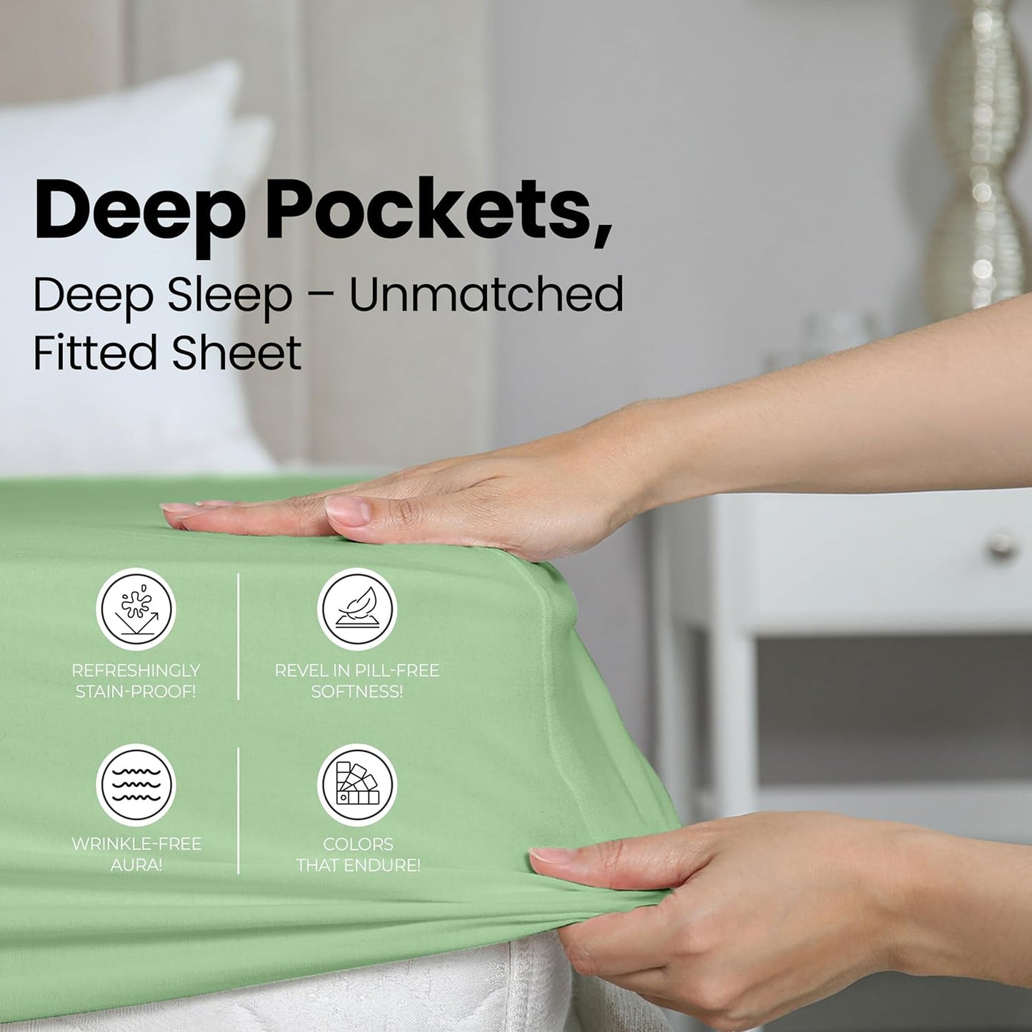 Utopia Bedding King Fitted Sheet - Deep Pocket Soft Microfiber - Shrinkage & Fade Resistant - Sage Green