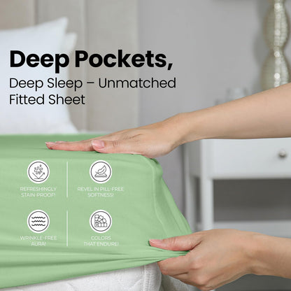 Utopia Bedding King Fitted Sheet - Deep Pocket Soft Microfiber - Shrinkage & Fade Resistant - Sage Green