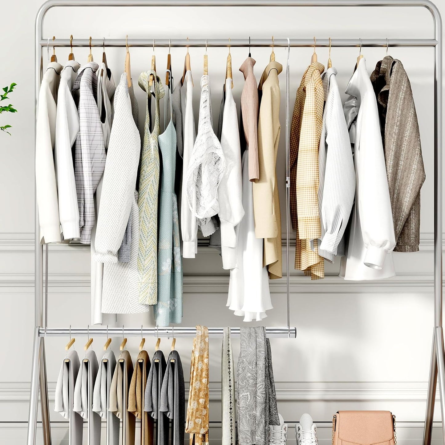 Storage Maniac Adjustable Closet Hanging Rod - Space-Saving Organizer for Clothes | 2 Pack Chrome