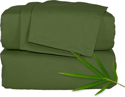Pure Bamboo Twin Sheets - 100% Organic Viscose Bed Sheet Set, Luxuriously Soft & Cooling (Twin, Pesto)