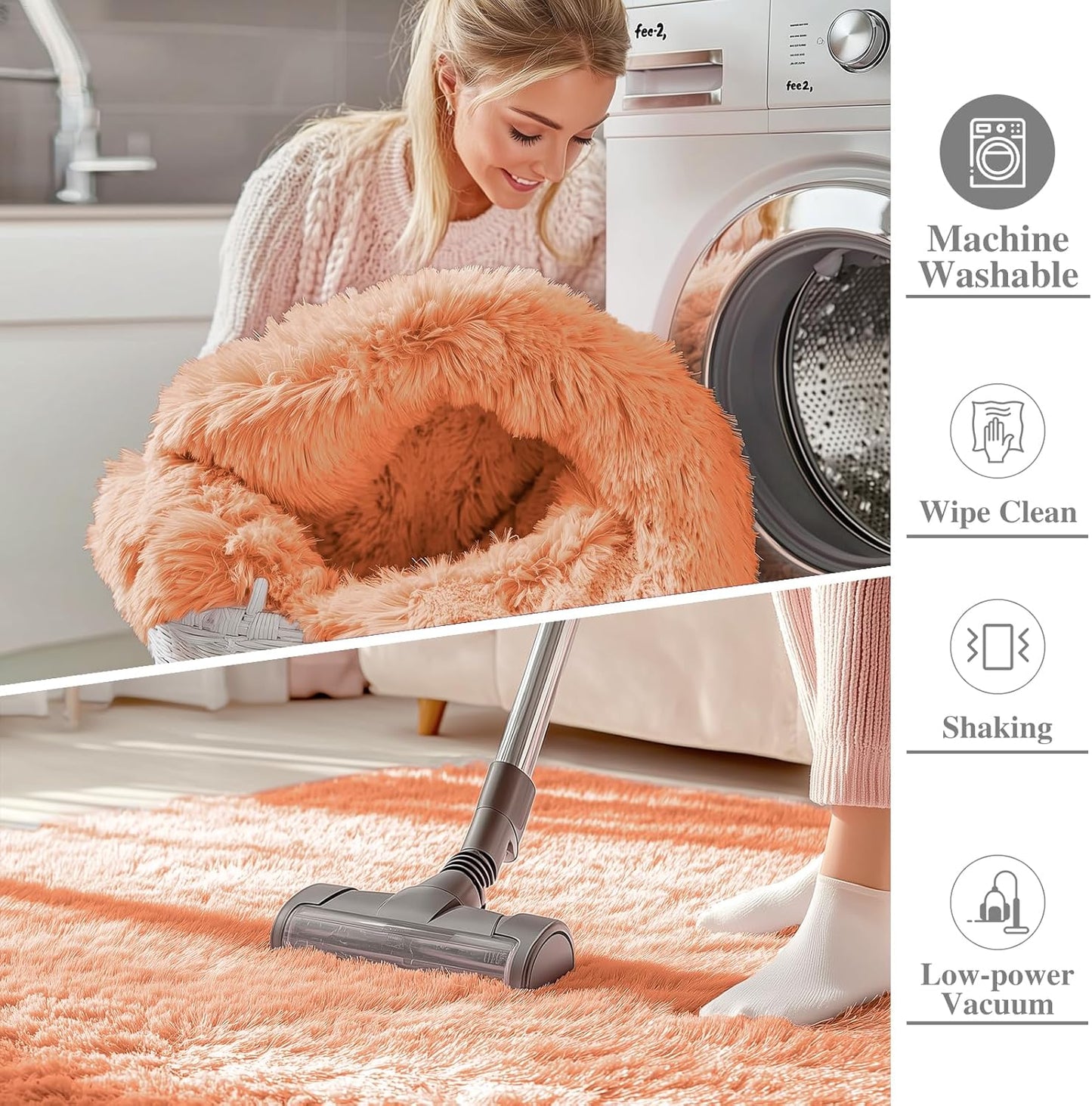 OLANLY Large Area Rug - Soft Fluffy Shaggy Carpet for Living Room & Bedroom | 9x12, Muted Orange