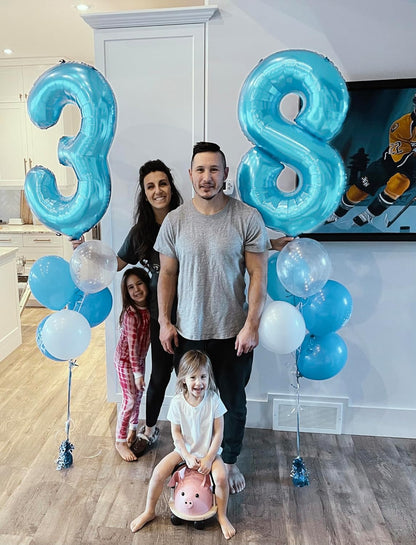 Pearlescent Blue Number 9 Balloon - 40 Inch Giant Birthday Decoration for Boys & Girls