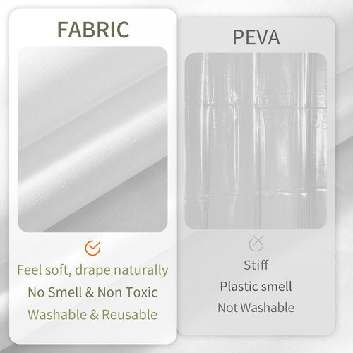 ALYVIA SPRING Stall Fabric Shower Curtain Liner Waterproof - 42" x 72", Soft & Lightweight Stall Size Shower Curtain with Magnets, Machine Washable - 42x72, White