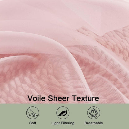 OWENIE Blush Sheer Curtain 90 Inches Long 2 Panels Set, Solid Filmy Drapes for Living Room Bedroom, Elegant Window Voile Sheer Curtain Panels Drapes, 2 Pcs, Each 59" Wx90 L Inch